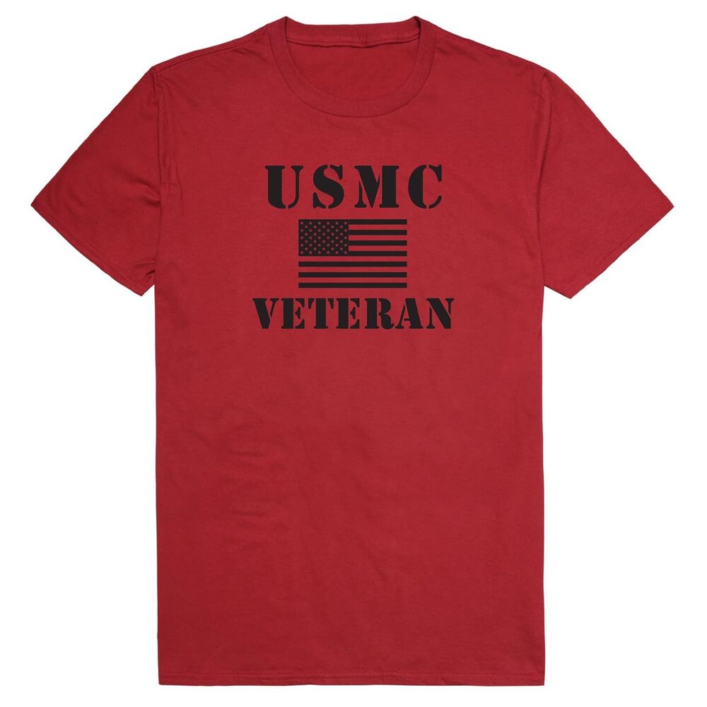 Rapiddominance USMC Veteran Mens T-Shirt XL Cardinal Red Marine Corps Flag Tee